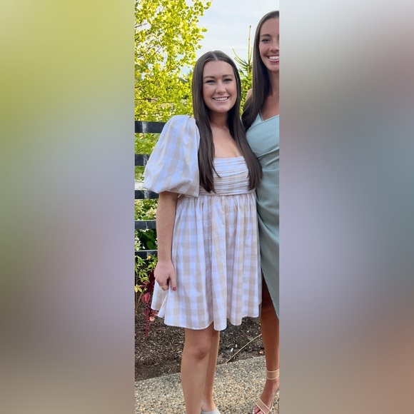 Abercrombie & Fitch Beige Checkered Mini Dress - Picture 10 of 10